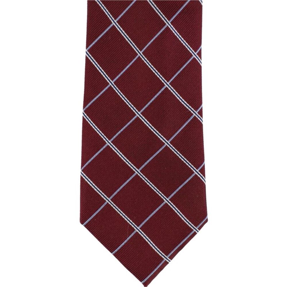Club Room Mens Luke Fine Grid Self-tied Necktie, Red, One Size, DM